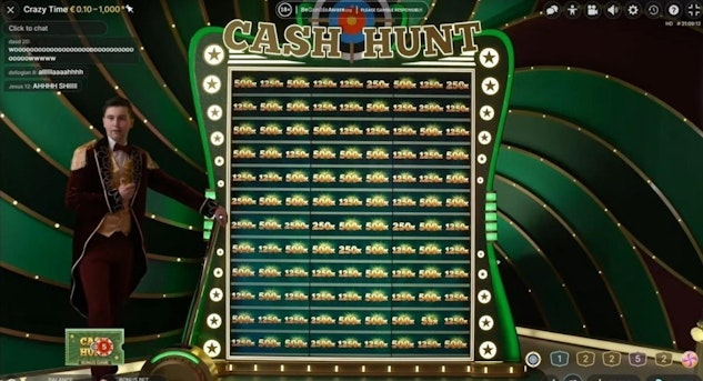 クレイジータイム キャッシュハントのセットと横に立つディーラー