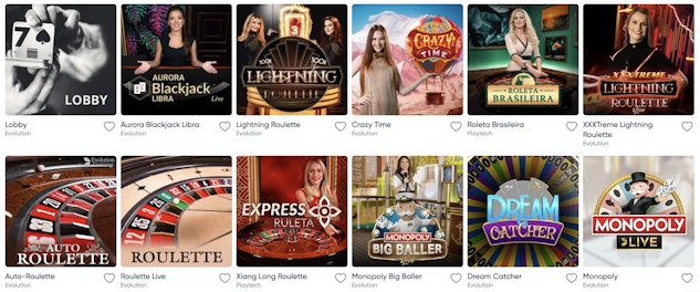 ivibetでのライブカジノ一覧画面