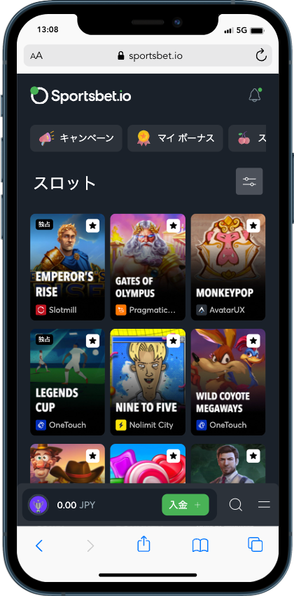 Sportsbet io スロット画面