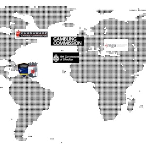 オンラインカジノのライセンスを発行している国と地域のマップ