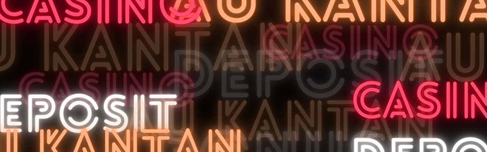 黒い背景にネオン系のフォントで、「Casino Deposit Au kantan」とバラバラに描かれている様子